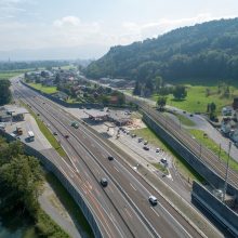 A1/A13 Rheineck – St. Margrethen, Drohnenaufnahme Raststätten St. Margrethen Nord/Süd